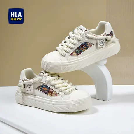 HLA/海澜之家男鞋新款夏季潮流拼接增高百搭板鞋男时尚厚底休闲鞋图片