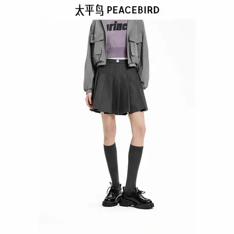 太平鸟prince联名年秋季新款压褶短裙A3GEE3337图片