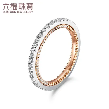 六福珠宝平行世界18K金双色K金钻石戒指订婚闭口戒定价BFLR08622A图片