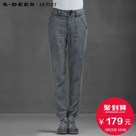 sdeer圣迪奥女装夏装休闲高腰垂质女士长裤S15280870商品大图