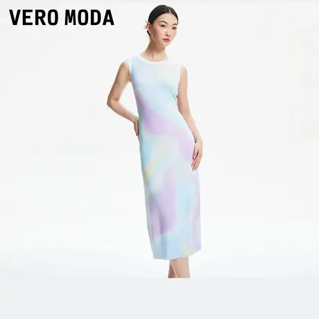 Vero Moda奥莱针织连衣裙春秋新款渐变彩色无袖气质中长裙子流行图片