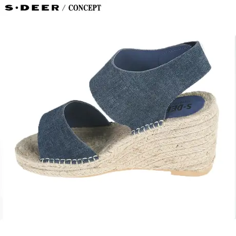 sdeer圣迪奥2018女田园风麻绳坡跟凉鞋S15183965商品大图