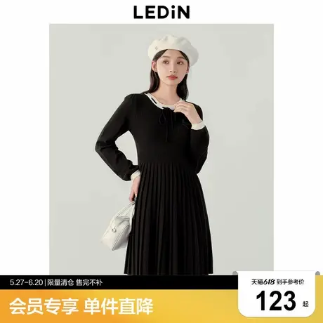 【清仓】乐町甜美穿绳连衣裙秋冬新款针织百褶裙C1FAD4256图片