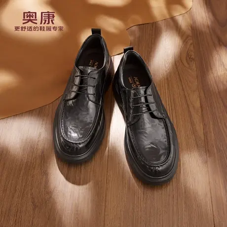 奥康 2025秋季新款男鞋商务正装系带皮鞋复古结婚德比鞋门店发货图片