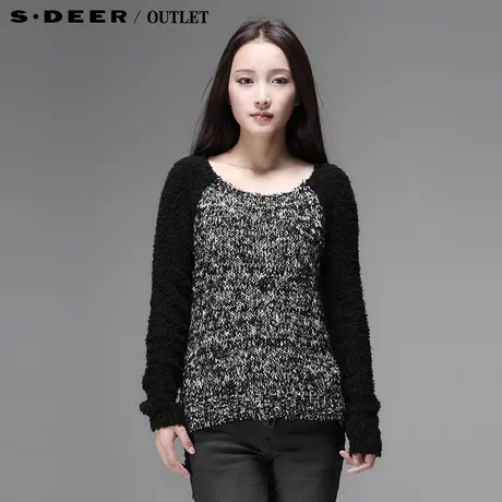 【新品】sdeer圣迪奥专柜正品女冬双色针织插肩毛衣3483576商品大图