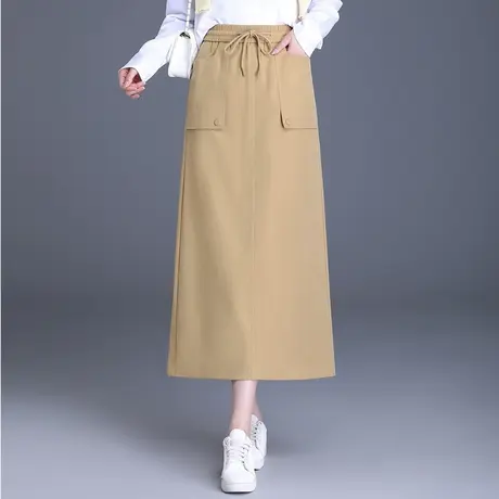 松紧腰休闲a字裙女春季2024新款时尚显瘦百搭半身裙通勤中长裙子图片
