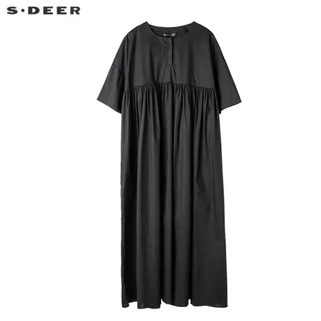 s.deer圣迪奥直筒连衣裙 拼接宽松连衣裙女夏连衣裙S17281236图片