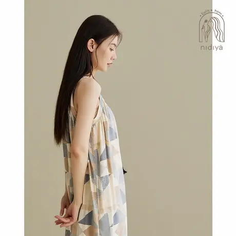 妮狄娅2024睡衣睡裙女夏季纯棉吊带裙时尚度假风可外穿宽松家居服图片
