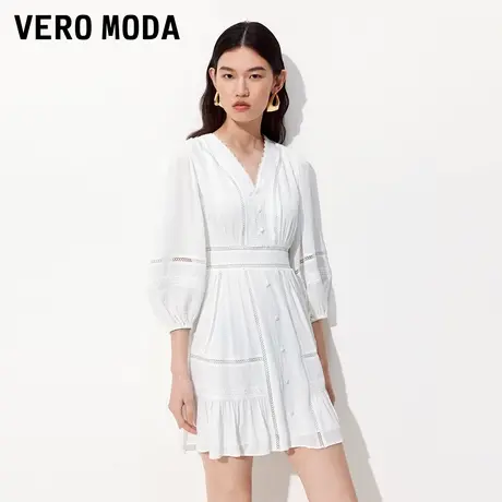 Vero Moda连衣裙2025夏季新款气质勾花镂空拼接小白裙海边度假风图片