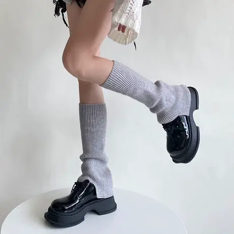 长筒秋冬季堆堆袜套女加厚针织腿部保暖护腿脚套喇叭型加长千禧风图片