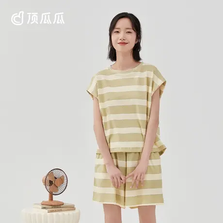 顶瓜瓜睡衣女款春夏纯棉无袖背心短裤可外穿家居服套装图片