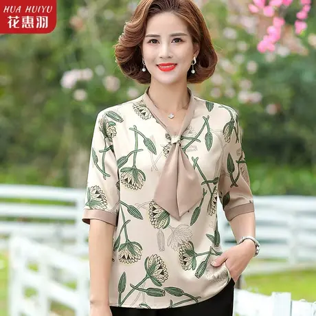 妈妈夏季衣服2022新款夏装减龄套装时尚短袖上衣中老年女小衫洋气图片