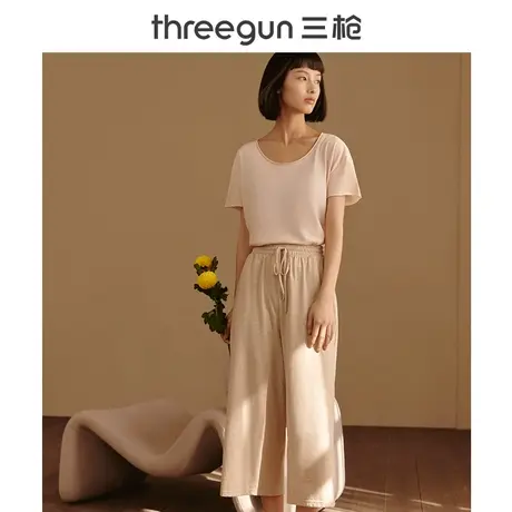 品牌清仓三枪睡裤女春夏家居宽松舒适水柔棉长裤七分家居裤可外穿图片