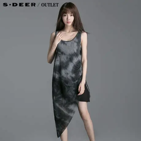 sdeer圣迪奥2015夏装新品女装水墨撞色晕染连衣裙4281211图片