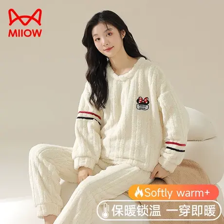 猫人睡衣女加厚冬季珊瑚绒可爱居家可外穿法兰绒家居服套装2023JL商品大图