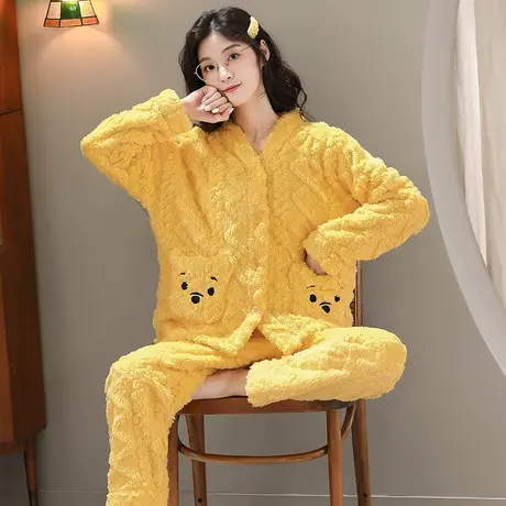 北极绒睡衣女冬2021年新款加厚加绒法兰绒网红少女可爱家居服套装图片