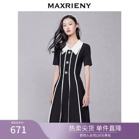 MAXRIENY收腰显瘦条纹短裙春款针织连衣裙衬衫裙图片
