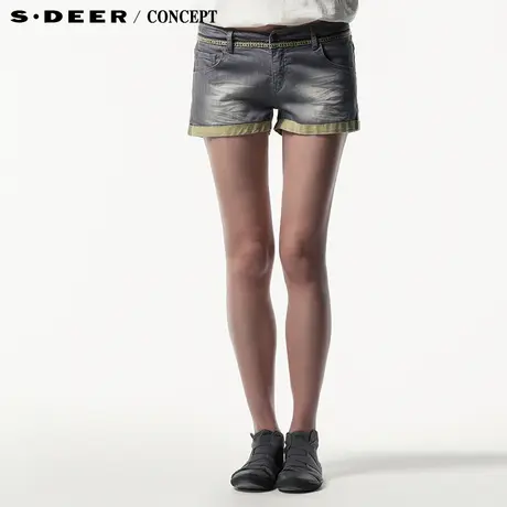 【上新】sdeer圣迪奥专柜正品女装夏装绣花纯棉短裤热裤3280995商品大图