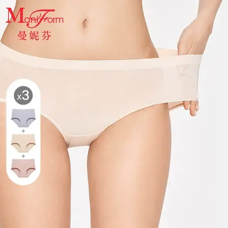 3条装曼妮芬莫代尔中腰三角裤无痕短裤内裤抗菌纯棉内裆女生底裤图片