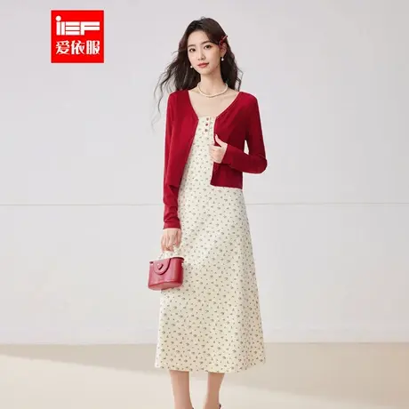IEF/爱依服裙子2025夏季新款法式温柔小女人气质碎花里外套裙图片
