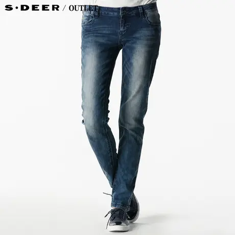 sdeer圣迪奥专柜正品女夏装水洗磨白窄脚牛仔裤3280869图片