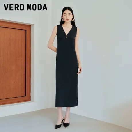 Vero Moda奥莱连衣裙2025夏季新款V领三粒扣设计无袖气质百搭高级图片