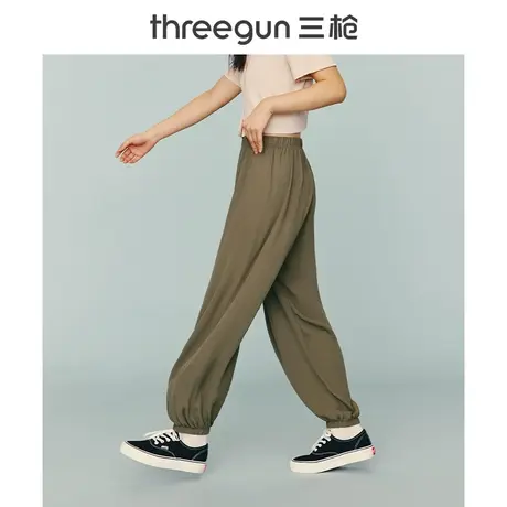 三枪灯笼裤睡裤女透气春秋薄款大码宽松空调裤防蚊裤休闲束脚外穿图片