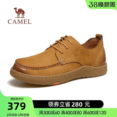 骆驼2024春季新款磨砂牛皮环保生胶底轻量防滑经典商务休闲鞋男士图片