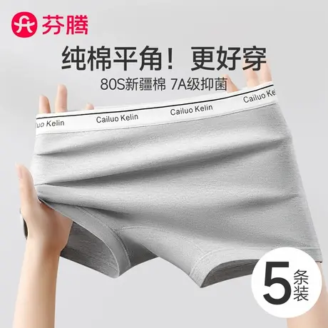 芬腾平角内裤女士纯棉抗菌2025新款女生中腰大码宽边字母四角短裤图片