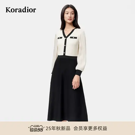 珂莱蒂尔2025年秋季新款通勤淑女复古宫廷风高腰修身长袖连衣裙图片