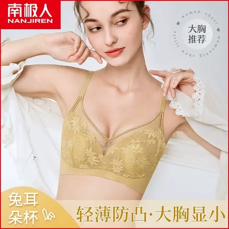 南极人内衣女大胸显小显瘦聚拢上托性感蕾丝无钢圈夏季薄款文胸罩图片