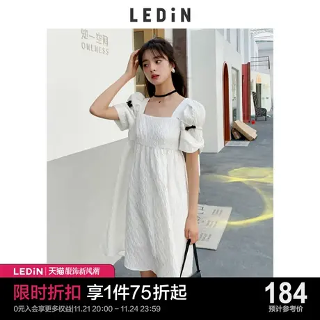 乐町泡泡提花连衣裙2023春夏新款女娃娃裙C5FAC2A05图片