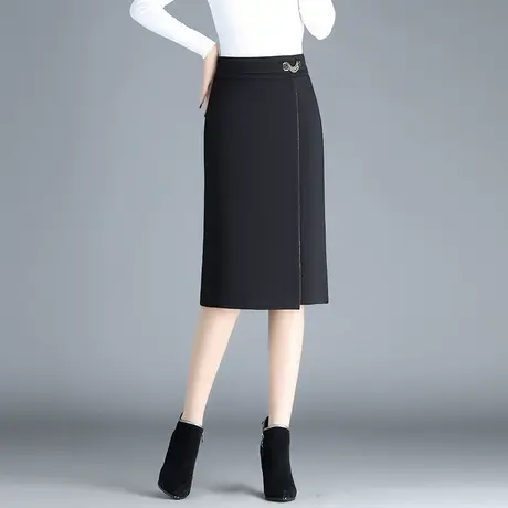 黑色通勤直筒包臀裙女春季2023新款高腰显瘦一步裙中长职业半身裙图片