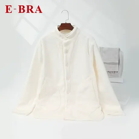 安莉芳官方奥莱E-BRA简约秋冬厚款珊瑚绒睡衣开衫家居服套装男图片