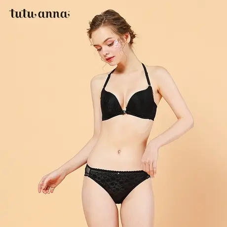 tutuanna低腰内裤女 黑标豹纹蕾丝配套三角裤透气短裤女透气小裤图片