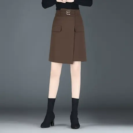 不规则毛呢短裙包臀裙女秋冬2023新款高腰显瘦半身裙通勤一步裙子图片