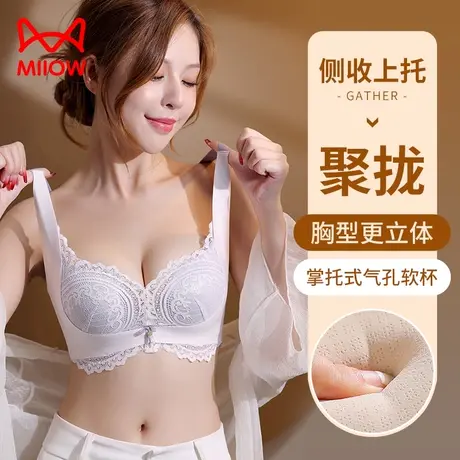 猫人内衣女聚拢小胸秋冬新款收副乳防下垂蕾丝性感女士无痕文胸罩图片