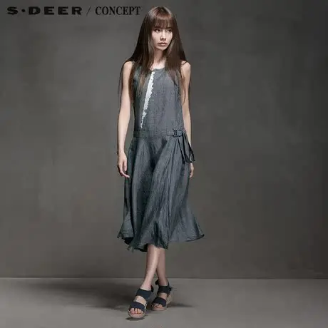 sdeer圣迪奥正品女装夏装金属闪银喷染拼接摆连衣裙S15281267图片