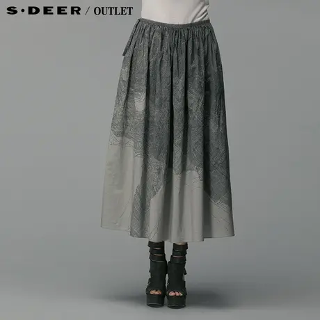 s.deer圣迪奥专柜正品女装明线素描感棉质长裙S14281128图片