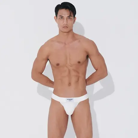 Asianbum螺纹低腰性感高叉天架U凸一片式纯色简约丁字三角内裤图片
