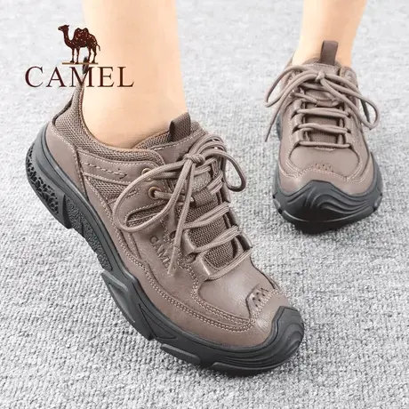 Camel/骆驼男鞋秋冬季款真牛皮系带防滑舒适户外休闲徒步旅游鞋子图片