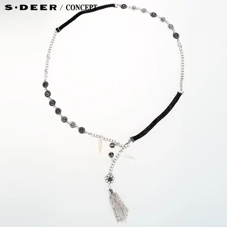 【新品】sdeer圣迪奥专柜正品女装文艺雕花串珠拼接腰链44843E7图片