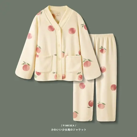 【设计师款】睡衣女冬保暖珊瑚绒家居服2023年新款加厚法兰绒套装图片