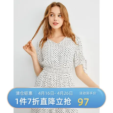 诗凡黎连衣裙春款夏波点收腰中长款裙子甜美显瘦7B3190581图片