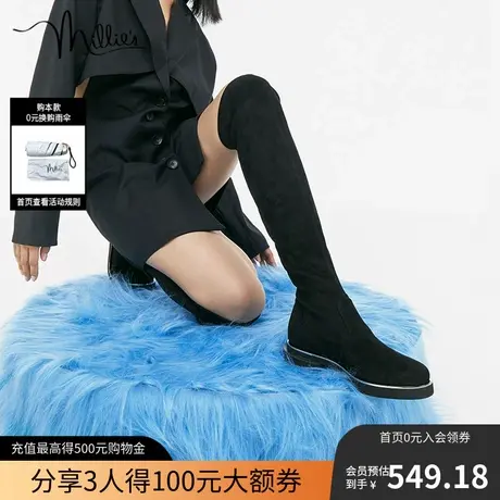 millie's妙丽冬季超高筒弹力绒布显瘦时尚过膝女长靴SCX51DC1图片