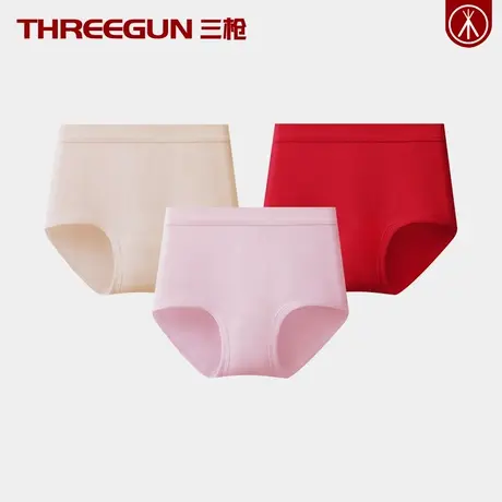 三枪100%全棉女士高腰三角裤纯棉精梳棉内裤中老年大码宽松裤衩图片