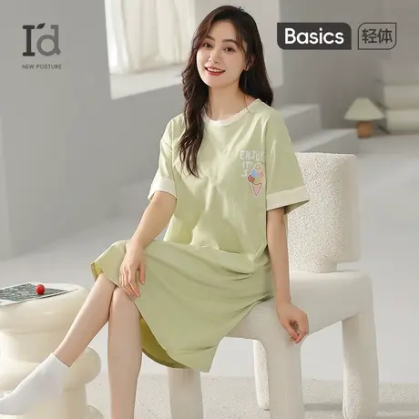 爱帝纯棉小清新睡裙女2025新款夏季新款百搭休闲宽松可穿家居服图片