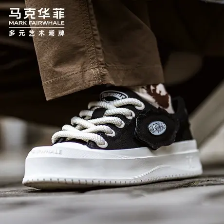 马克华菲官方旗舰店帆布鞋男春季小众原创韩版情侣开口笑大头板鞋图片