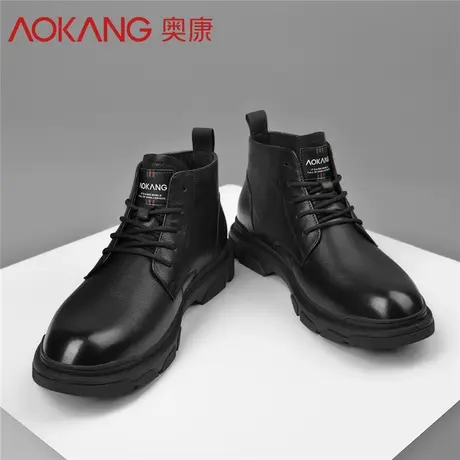 奥康马丁靴男头层牛皮正品靴子2024春季新款潮男英伦风休闲皮鞋男图片