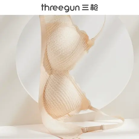 三枪薄款蕾丝文胸女聚拢收副乳防下垂胸罩大胸显小无钢圈性感内衣商品大图